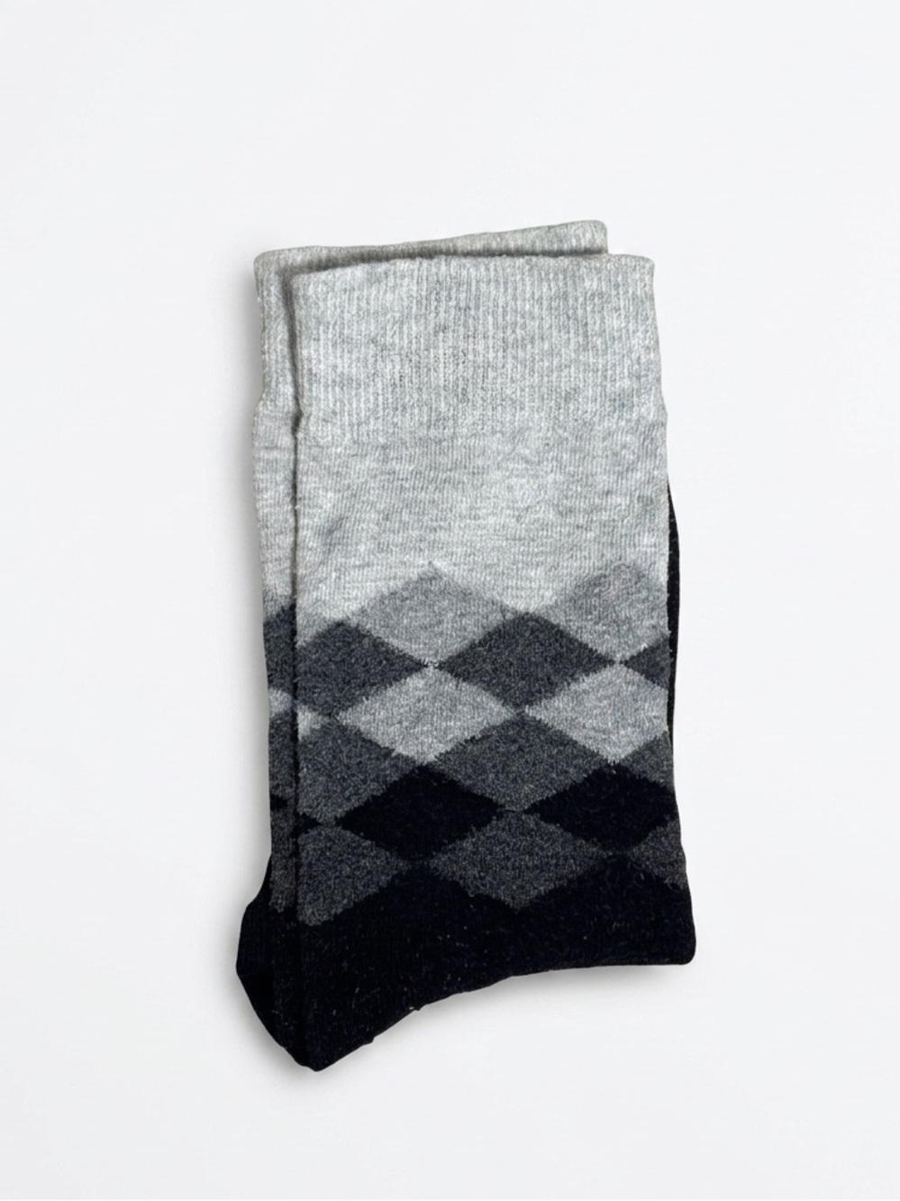 Happy Socks Grey & Black Shadow Argyle Crew Socks OSFM